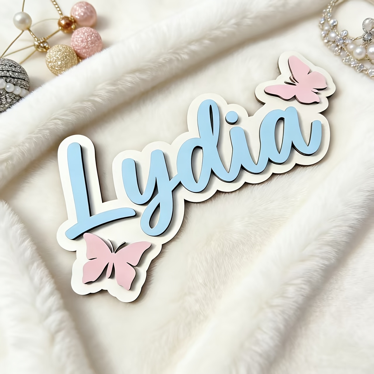 Baby Nursery Decor - Персонализированная табличка с именем и сине-розовыми