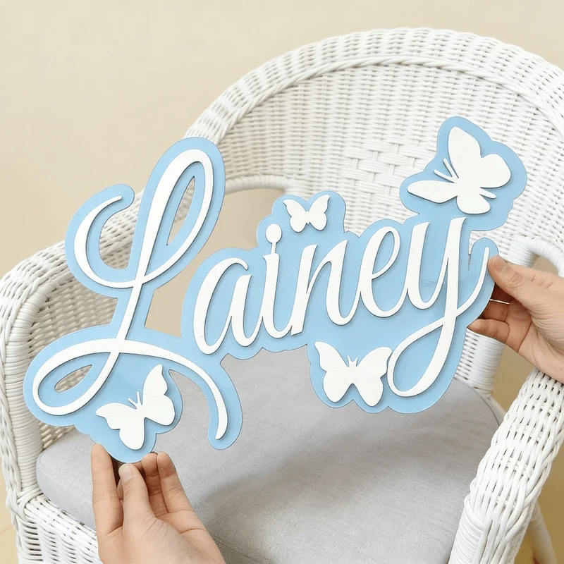Baby Nursery Decor - Персонализированная табличка с именем ребенка, синий