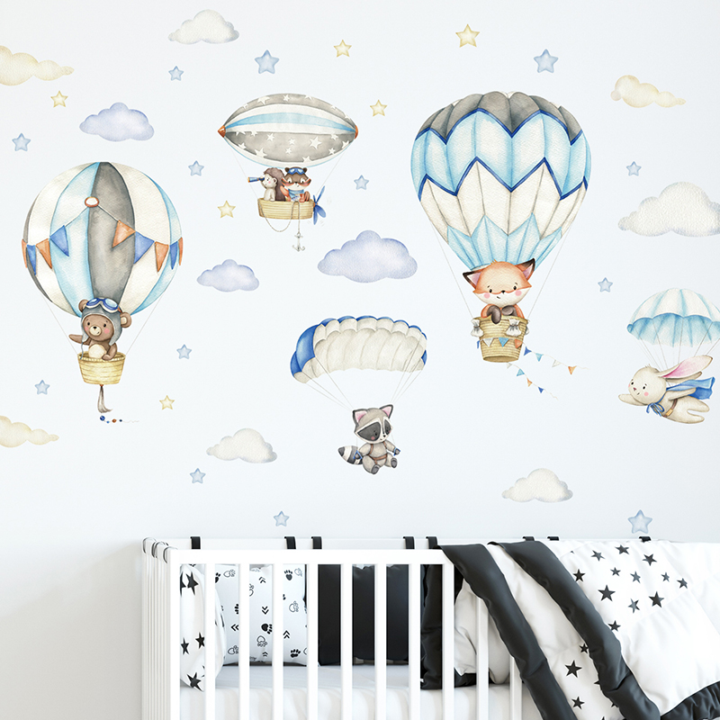 Baby Nursery Home - Мультяшные милые животные, воздушные шары, наклейки