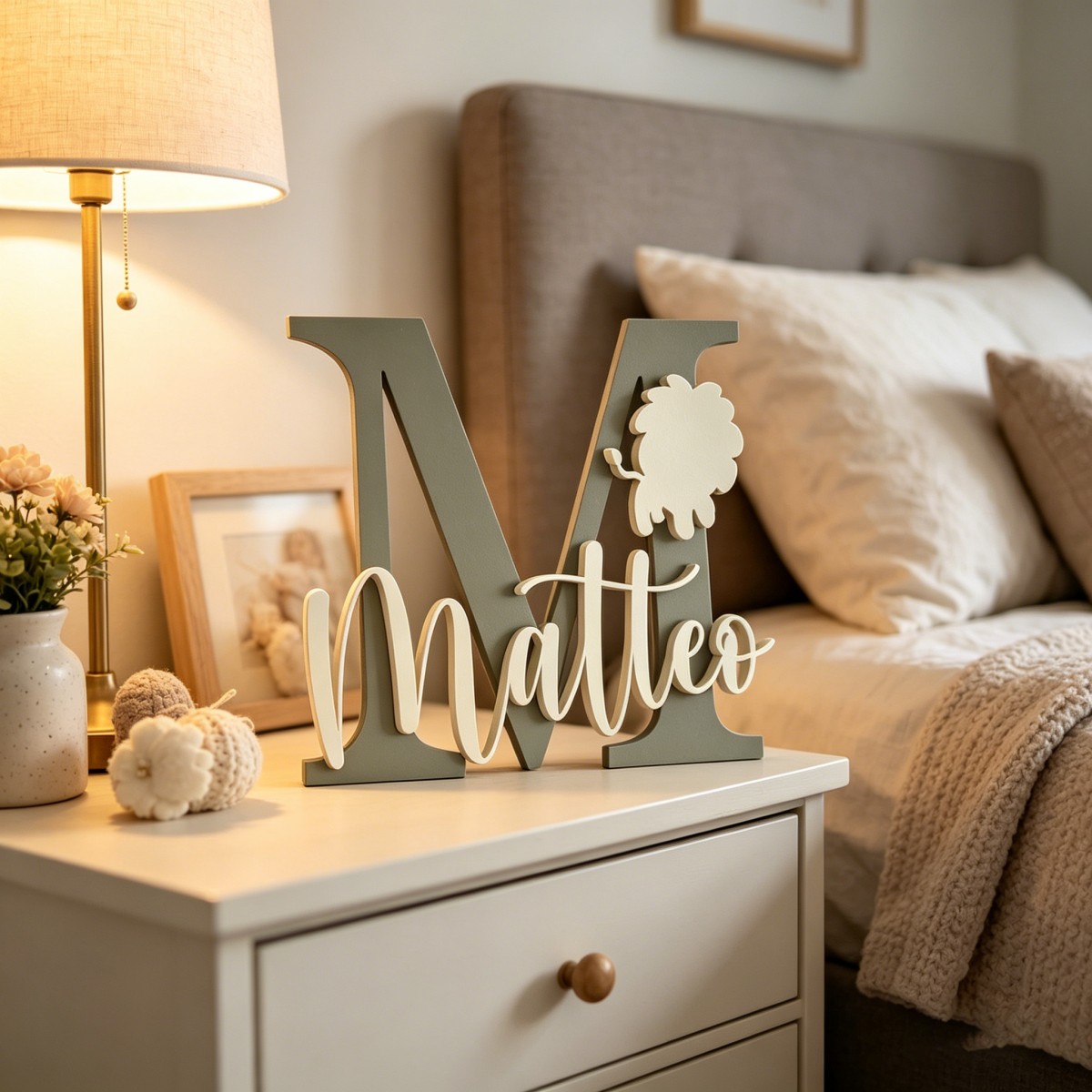 Baby Nursery Decor - Деревянная табличка с именем и инициалами