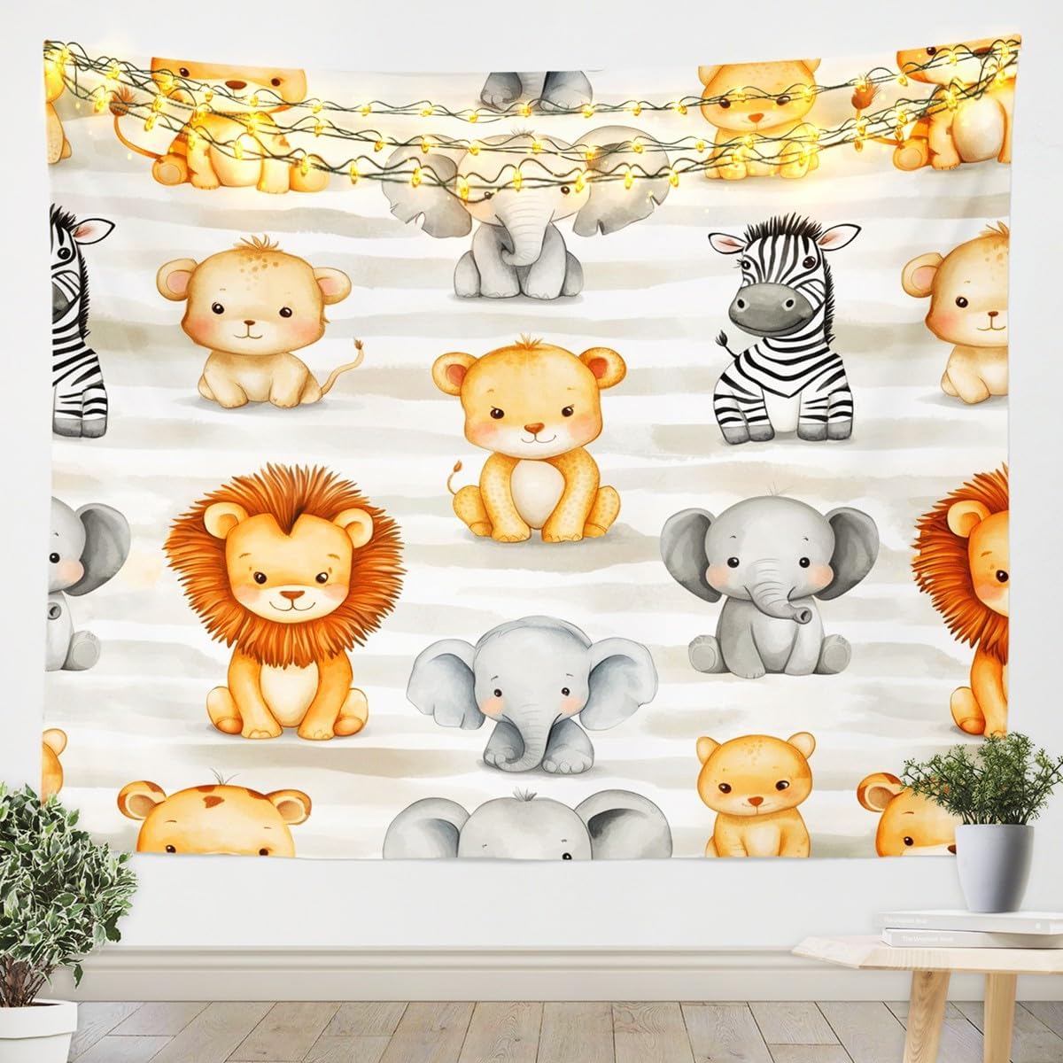 Baby Nursery Zoo Animals - Милый гобелен с изображением животных сафари
