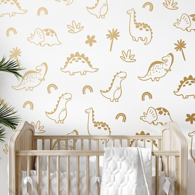 Baby Nursery Set Furniture - Геометрическое дерево динозавра, Радуга, стикер на