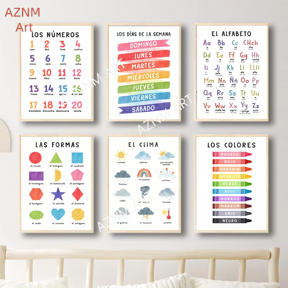 Baby Nursery In Spanish - 1 шт., обучающие испанские алфавиты, цифры,