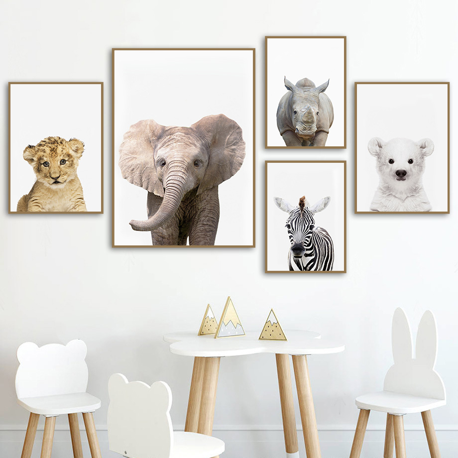 Baby Nursery Zoo Animals - 1 шт. безрамная картина на холсте: