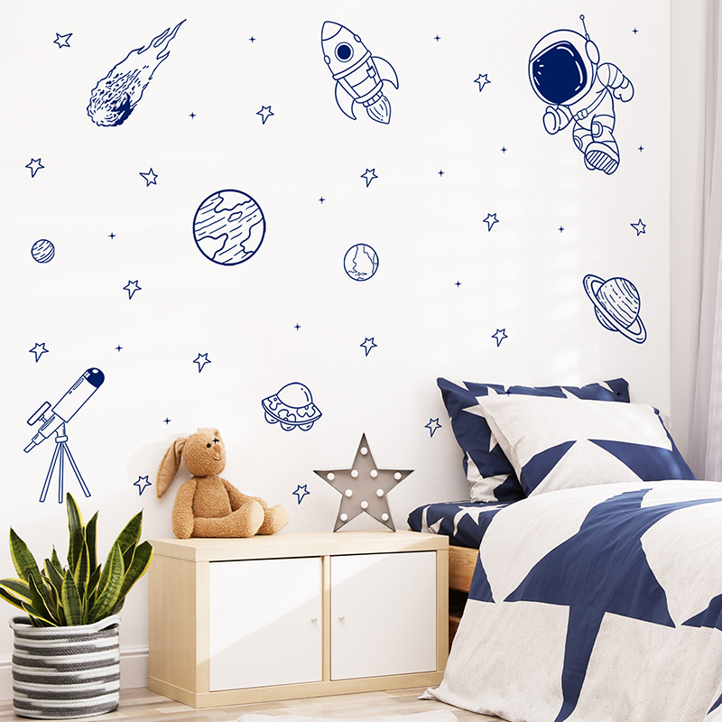 Baby Nursery Set Furniture - Мультфильм Вселенная Астронавт Планета Ракета Наклейка