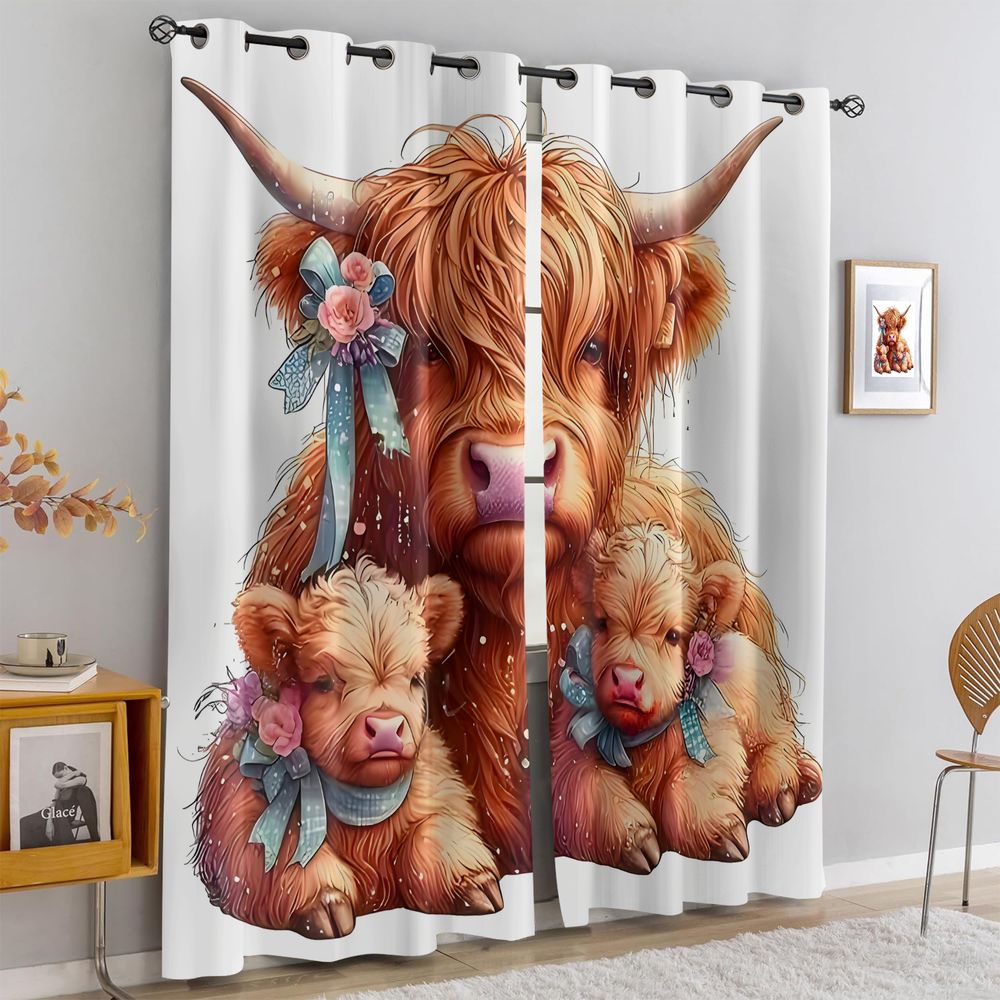 Baby Nursery Light Shade - Милые шторы с принтом высокогорных коров,
