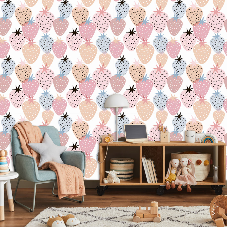 Самоклеящиеся обои с клубничны – обзор и цена Baby Nursery Wallpaper Girl