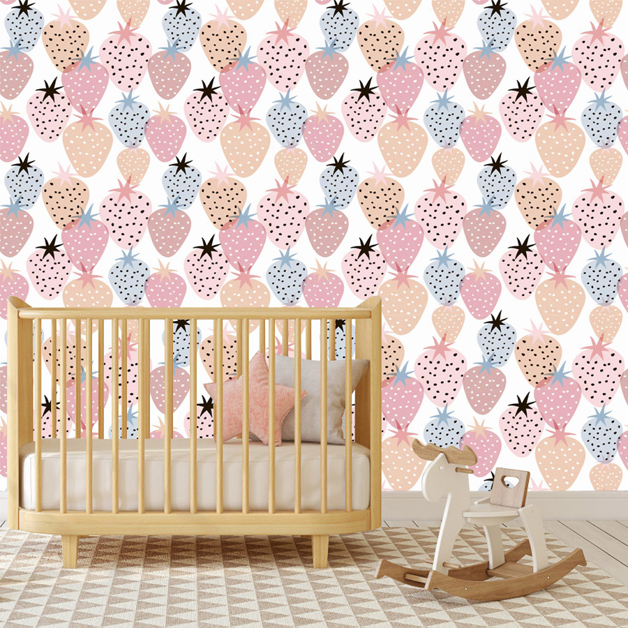 Самоклеящиеся обои с клубничны – обзор и цена Baby Nursery Wallpaper Girl