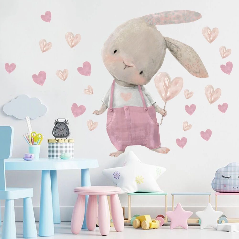 Милые наклейки в виде зайчиков – обзор и цена Baby Nursery Wallpaper Girl