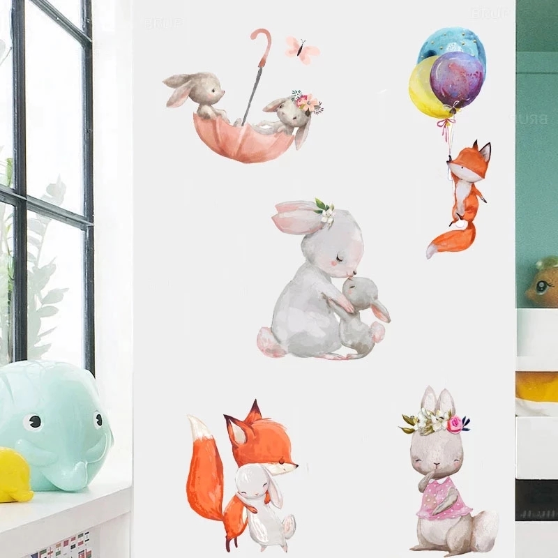 Милые наклейки в виде зайчиков – обзор и цена Baby Nursery Wallpaper Girl