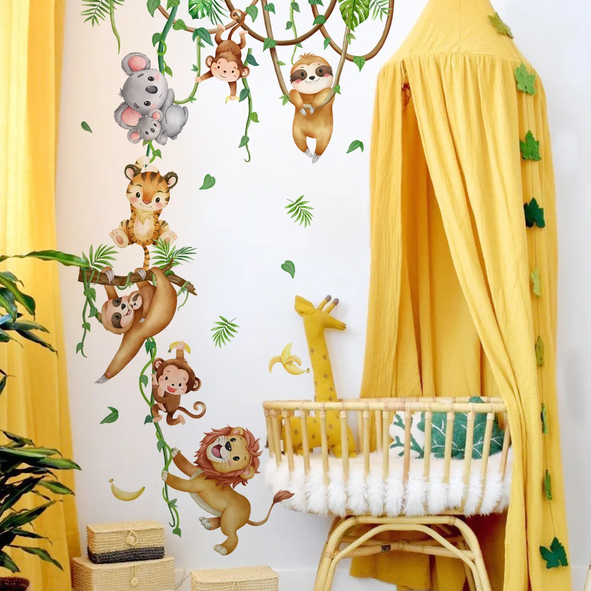 Лесные животные, лев, ленивец, – обзор и цена Baby Nursery Wallpaper Girl
