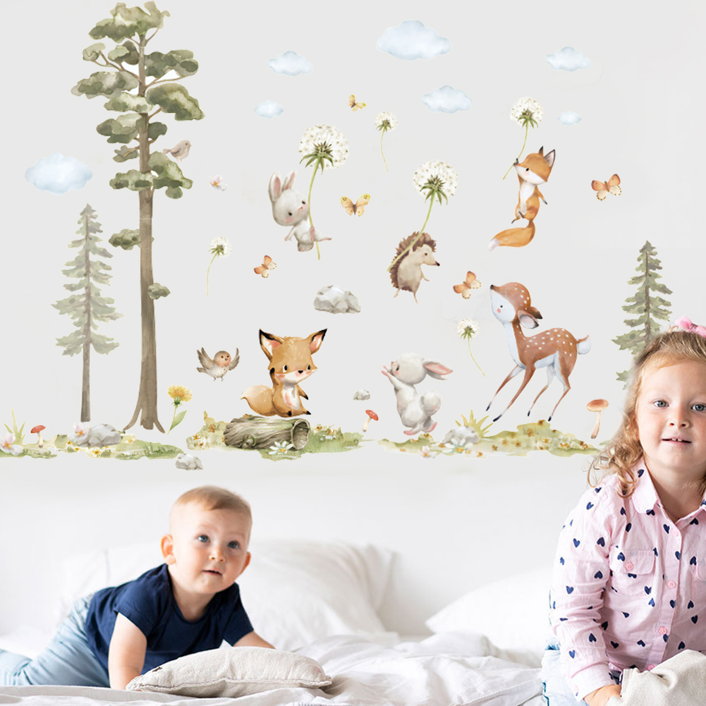 Милые лесные животные, наклейк – обзор и цена Baby Nursery Wallpaper Girl